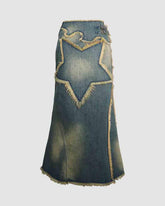 Nova Star – Maxirock aus Denim im Used-Look
